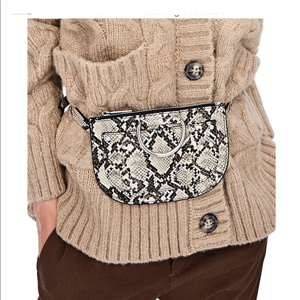 Zara Women Snakeskin print belt bag